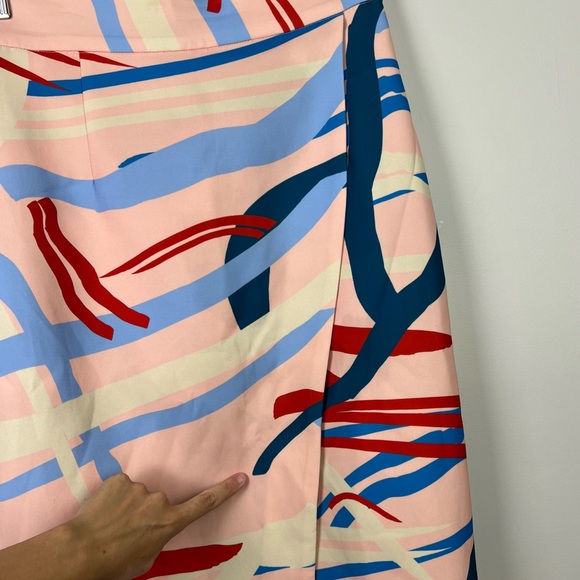 C/MEO Cameo Pencil Skirt Pink Multi Geometric Slit Maxi Long High Waist Size L - Picture 10 of 14